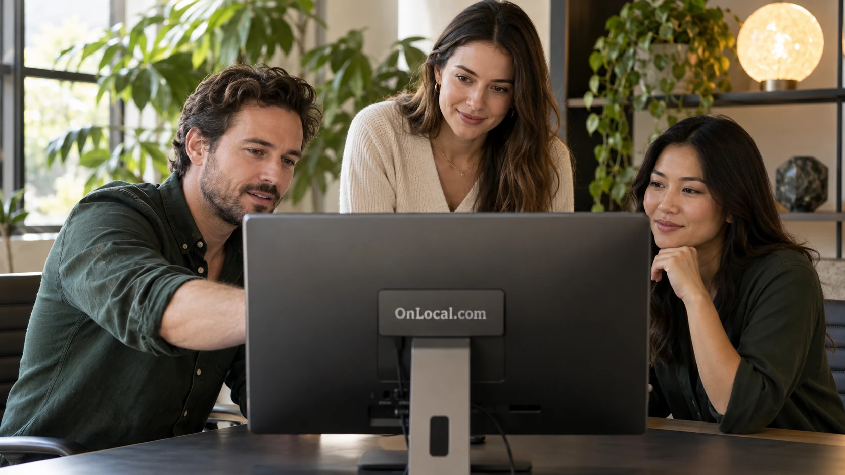 A small office team testing a dedicated AI workstation