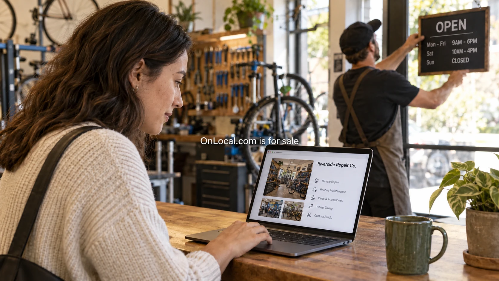 A resident checking neighborhood service information on a computer